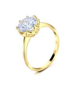 Gold Plated CZ Silver Rings NSR-2687-GP